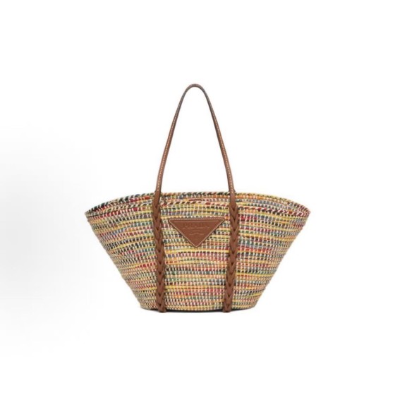 PRADA triangular embossed logo Tote bag, shopping bag, single-shoulder handbag, women\'s multi-color